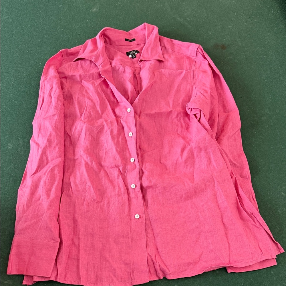 Talbots Fuchsia Button-Up Blouse.  CAJA. #1.‎ D